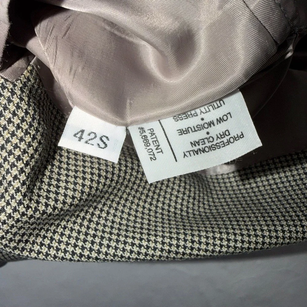 Hart Schaffner Marx Sport Coat Mens 42S Tan Houndstooth Blazer Professional